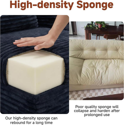 Couch ≈105-Inch L-Shaped Sofa,Boneless Couch with Chaise Black3