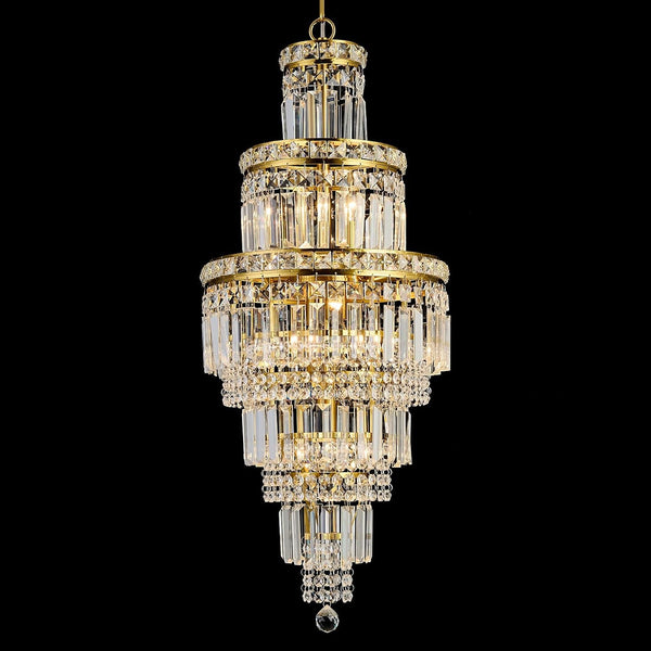 Modern Crystal Chandelier 8 Light Long Chandelier for High Ceiling Luxury Gold Hanging Pendant Light for Dining Room Living Room Staircase Foyer Entryway1