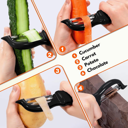 Swivel Vegetable Peeler Soft Comfort Handle Sturdy Long-Lasting 1Pcs Black | Dishwasher Safe Gift for Cooks Potato Peeler for Kitchen Carrot Peeler Fruit Veggie Peeler Sharp Stainless Steel Blades7