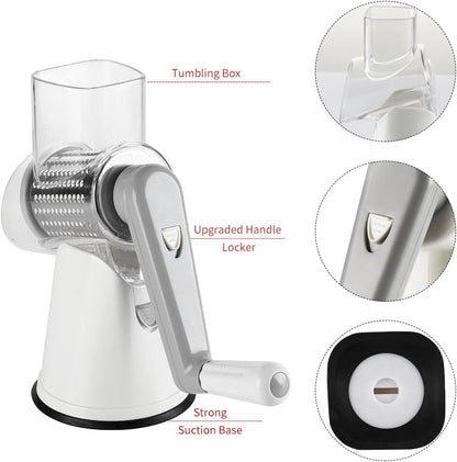 Rotary Cheese Grater Hand Crank Cheese Shredder, White6