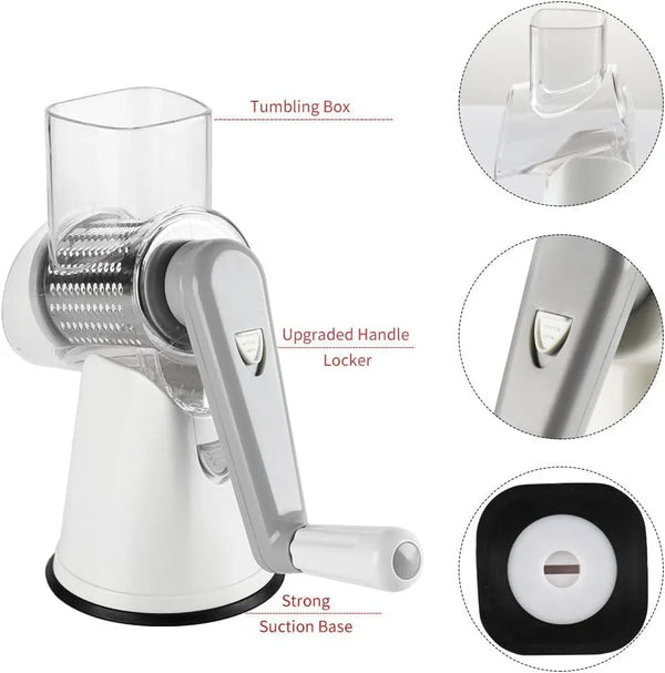 Rotary Cheese Grater Hand Crank Cheese Shredder, White6