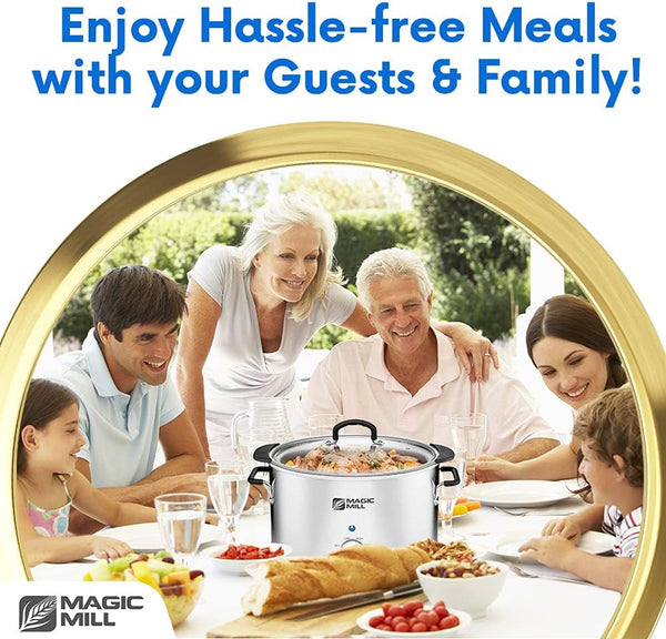 Extra Large 10 Quart Slow Cooker with Metal Searing Pot & Transparent Tempered Glass Lid7