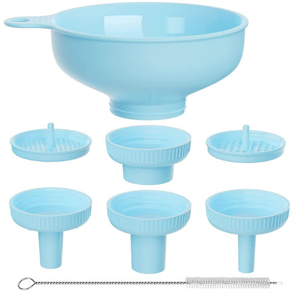 Wide Mouth Versatile Funnel for Kitchen Use for Filling Bottles | Food Grade Plastic, BPA Free, 5 Sizes Mouth, 2 Strainers, Rotating Screw Design, Easy to Clean, Dishwasher Safe1