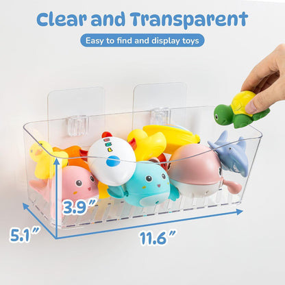 Bath Toy Storage Holder, 2 Pack Clear Bathtub Organizer2