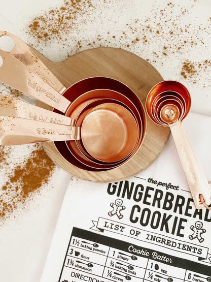 Copper Measuring Cups and Spoons Set - 9-Piece Food-Grade Stainless Steel Measuring Set with 2 Storage Rings for Heavy Duty Cooking & Baking, Rose Gold6