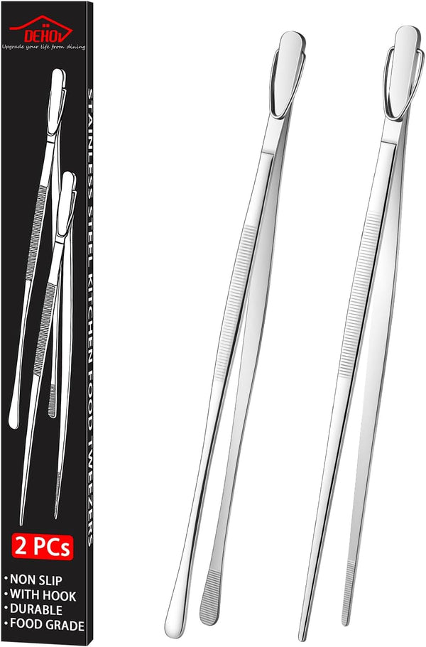 12 Inch Stainless Steel Kitchen Long Food Tweezers for Cooking,Metal Pasta Tongs,Skinny Chef Spaghetti Tongs1
