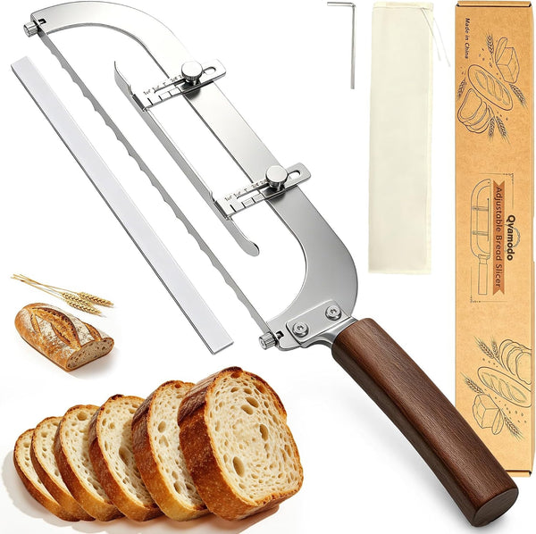 Upgraded Bread Knife for Homemade Bread, 6 Adjustable Thickness Bread Slicer, Ergonomic Bow-Design Serrated Bread Knife, Razor-Sharp Cutter for Crusty Sourdough & Baguette, Gift for Bakers1
