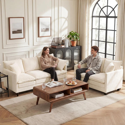 Loveseat Sofa Couch, Small Mini Compact 50" Love Seat 27" Deep Cloud Sofa Seat Washable Chenille Pillow for Apartment Bedroom Dorm Attic Studio Office Living Room Small Space 50-Beige9