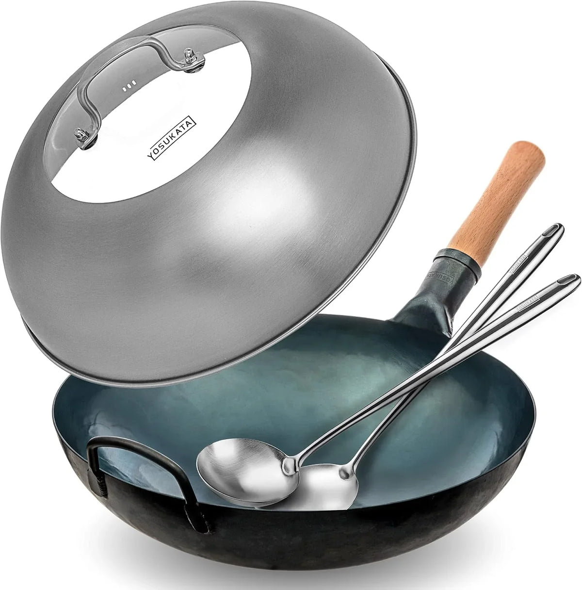 blue-carbon-steel-round-bottom-wok-pan-14-stainless-steel-wok-lid-17-spatula-and-ladle-set-of-2-heat-resistant-tools