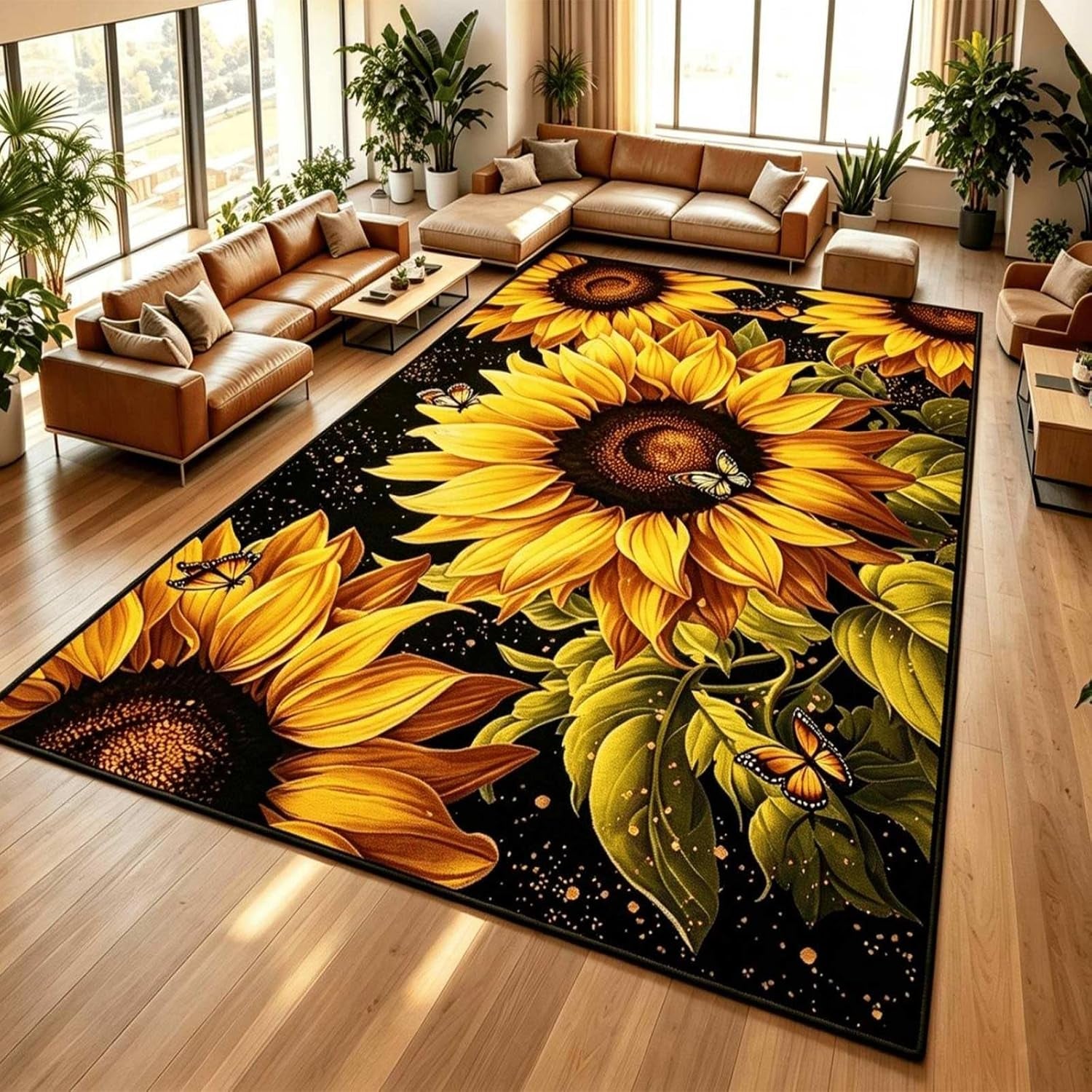 3x4ft-floral-area-rugs-sunflower-jungle-butterfly-rug-sunflower-rug-for-living-room-decoration-in-spring-summer-childrens-bedroom-washable-with-rubber-backing-sun-flower-bathroom-mat