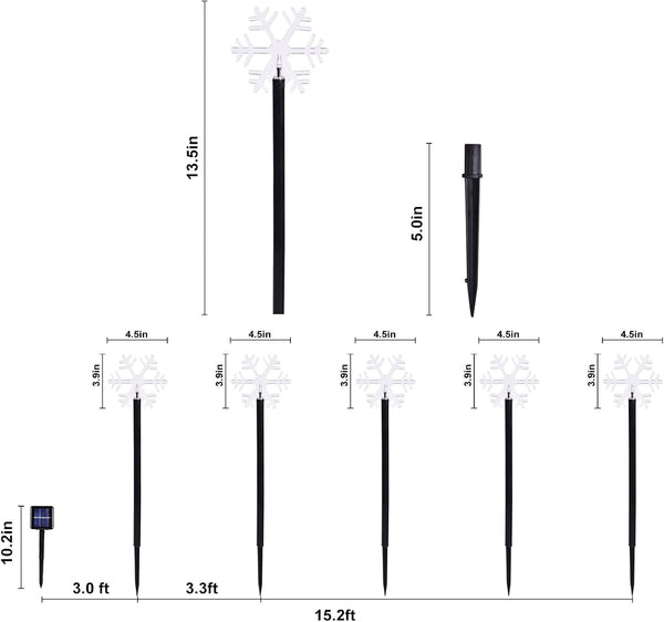 Snowflake Solar Christmas Lights Outdoor, 10 Pack Yard Stakes2