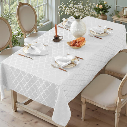 Tablecloth Rectangle, Jacquard, 52" X 70", White2