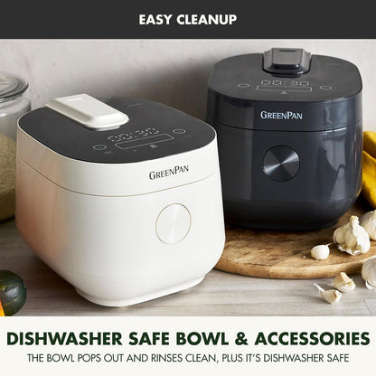 Rice Cooker, 8 Cups Cooked (4 Uncooked), Low-Carb & Soup Mode,10 ONE-TOUCH Cooking Presets, Pfas-Free Ceramic Steamer Basket, Fuzzy Logic, Auto Keep Warm, Oats, 24HR Delay Timer, Graphite9