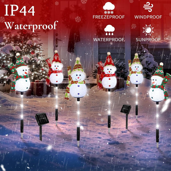 Solar Snowman Christmas Pathway Lights, Cool White, 3 Pack2