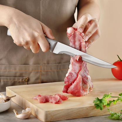 3PCS Boning Knife, German Stainless Steel Fillet Knives, 6 Inch Curved Boning Deboning Filet Fillet Knife for Meat, Fish, Poultry, Cutting, Trimming, Ergonomic Rubber Handle, Dishwasher Safe5
