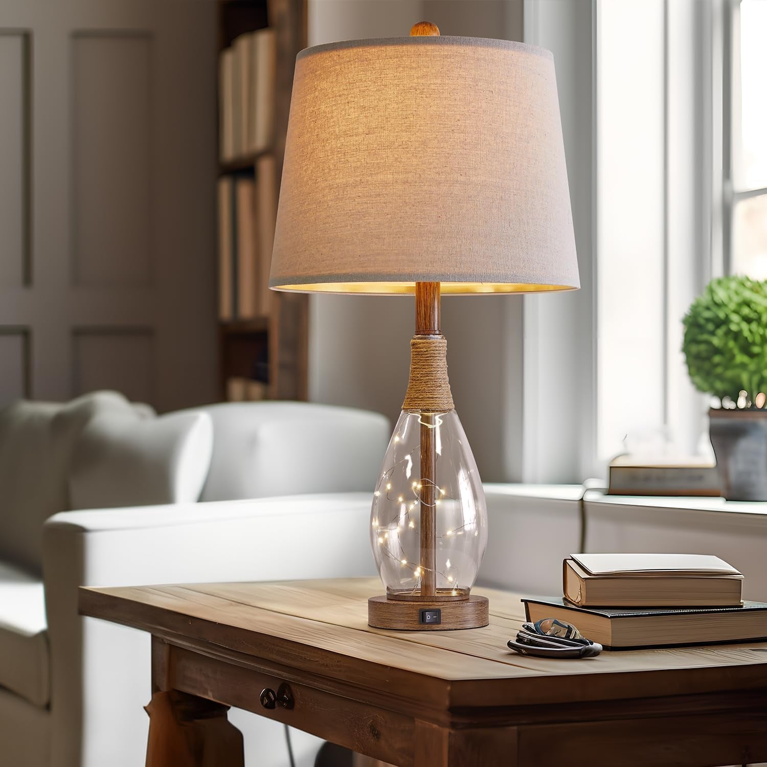 2-in-1-bedside-table-lamps-set-of-2-farmhouse-glass-lamp-wood-like-bedroom-lamps-for-nightstands-top-light-night-light-built-in-usb-with-bulb-boho-rattan-design-for-nursery-hallway