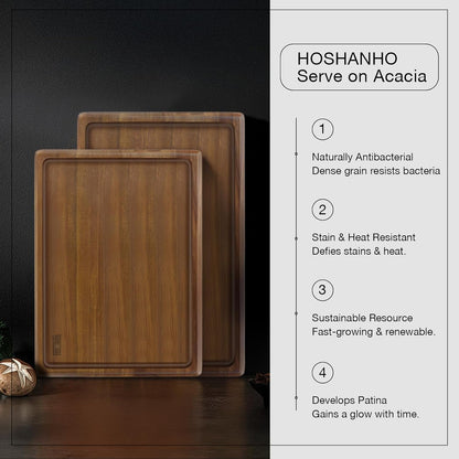 Acacia Wood Serving Tray 14X10 Charcuterie Board & Non-Slip Pads4