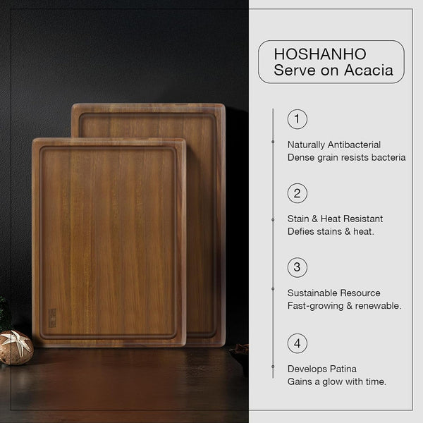 Acacia Wood Serving Tray 16X10 Charcuterie Board & Non-Slip Pads4