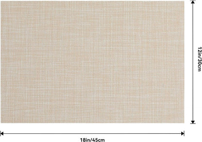 Beige Placemats Set of 4 - Heat-Resistant, Non-Slip Table Mats, Washable Woven Vinyl for Indoor & Outdoor Dining9