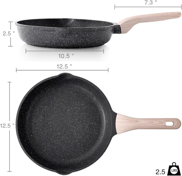 Nonstick Frying Pan, 12.5 Inch Large Skillet, Granite Cooking Pan, Healthy and Non Toxic, Induction Compatible, PFOA Free6