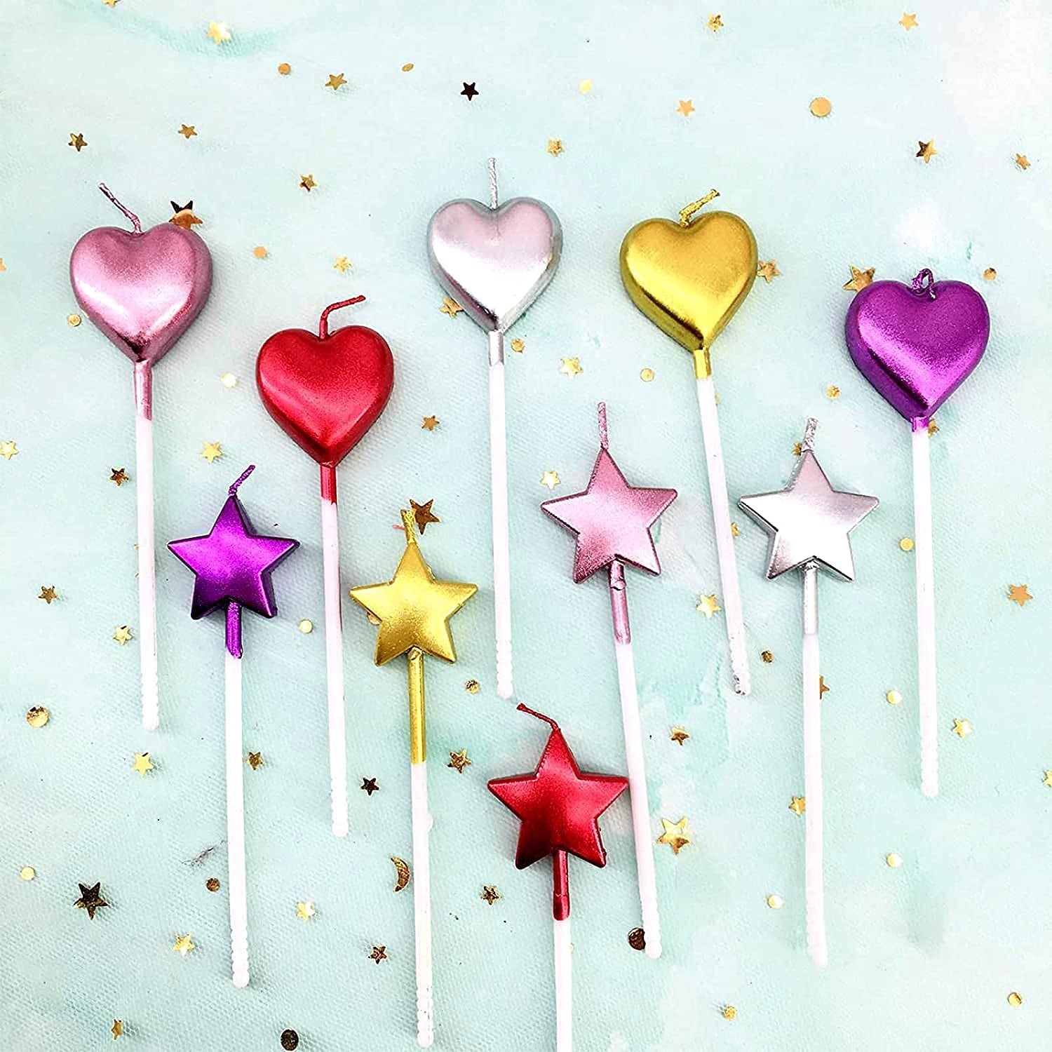10-cute-heart-shaped-star-birthday-candles-cake-candle-toppers-for-party5-star-5heart-multi-colored