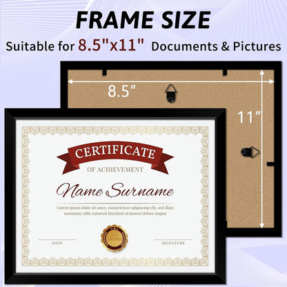 Diploma Frame Black 10 Pack, 8.5 X 11 Certificate Frame with HD Plexiglass, 8.5 by 11 Picture Frames for Documents, Photos, Posters, Artworks, Horizontal and Vertical Wall Display2