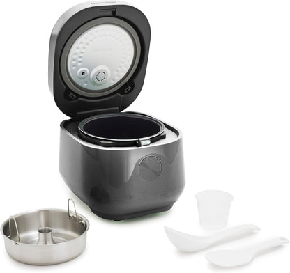 Rice Cooker, 8 Cups Cooked (4 Uncooked), Low-Carb & Soup Mode,10 ONE-TOUCH Cooking Presets, Pfas-Free Ceramic Steamer Basket, Fuzzy Logic, Auto Keep Warm, Oats, 24HR Delay Timer, Graphite1