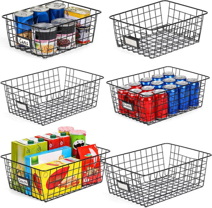 6 Pack Wire Baskets for Pantry Organization and Storage, Kitchen Organizer, 2 Xxlarge & 2 Xlarge & 2 Large1
