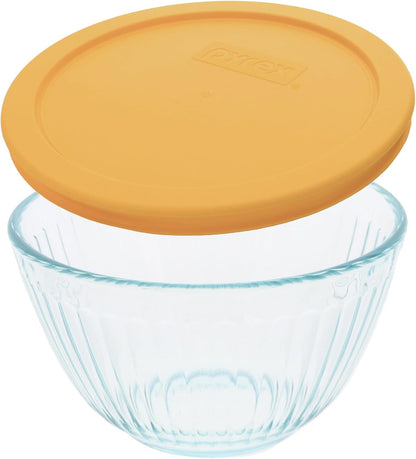 7401 3-Cup Sculpted Glass Bowl & Lemon Drop Yellow Lid - Made in USA1