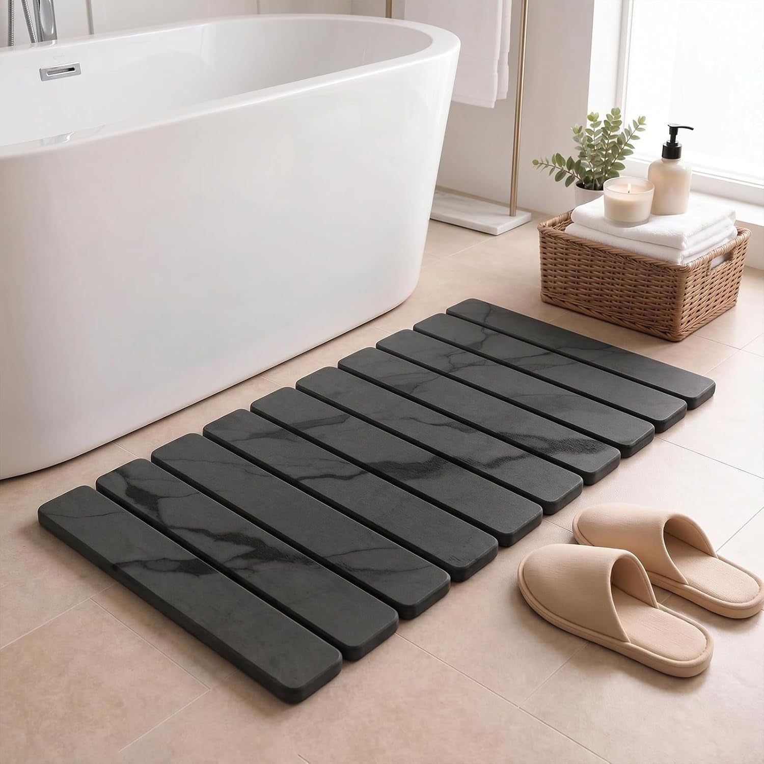 large-stone-dish-drying-mat-for-kitchen-counter-quick-dry-stone-dishes-bath-mats-foldable-water-absorbing-diatomaceous-earth-drying-organizer-pad-for-plate-rack-bottles-utensilsdark-gray-24-16