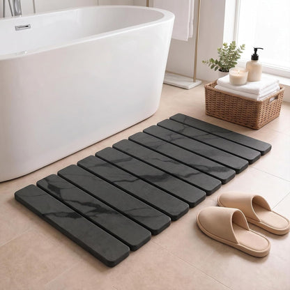 Large Stone Dish Drying Mat for Kitchen Counter, Quick Dry Stone Dishes/Bath Mats,Foldable Water Absorbing Diatomaceous Earth Drying Organizer Pad for Plate Rack Bottles Utensils(Dark Gray 24"×16")9
