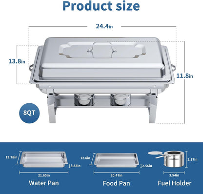 Chafing Dishes for Buffet Set – 4 Pack Chafers & Food Warmers with Lids | Makes Setup Easy for Weddings, Parties, Catering Events, and Buffet Serving4