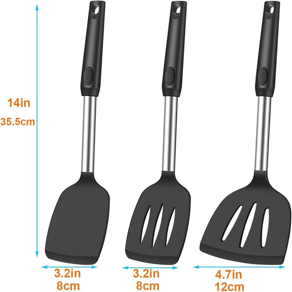 Spatula Set Silicone Heat Resistant for Nonstick Cookware Rubber Silicone Spatula Turner Fish, Large Nonstick Plastic Egg Wok Spatula for Kitchen Use Cooking Utensils Set7