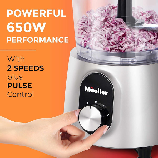 Mueller Ultra Prep Food Processor Chopper for Dicing, Slicing, Shredding, Mincing, and Pureeing, Food Chopper for Vegetables, Meat, Grains, Nuts, 8 Cup, Silver | for Dicing, Slicing, Shredding, Mincing, Pureeing, Food Chopper for Vegetables, Meat, Grains, Nuts, Silver3