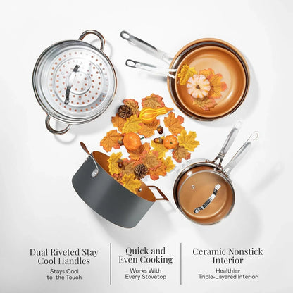11 Inch Non Stick Frying Pan Nonstick Pan with Ceramic Copper Coating for Long Lasting Nonstick Frying Pan Skillet for Cooking with Stay Cool Handle, Oven/Dishwasher Safe, Non Toxic5