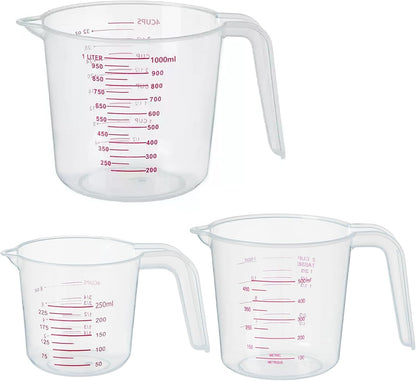 3 Pack Measuring Cups, 250Ml (1-Cup), 500Ml (2-Cup) &1000Ml (4-Cup)1