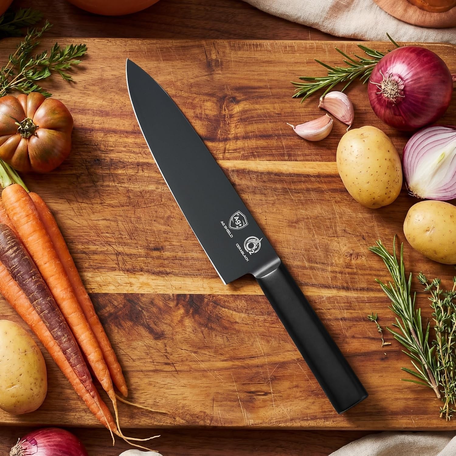 ®-black-blade-8-inch-chef-knife-with-agshield™-cerablack™-technology-rust-resistant-easy-clean-finish-high-carbon-stainless-steel-for-meat-vegetables