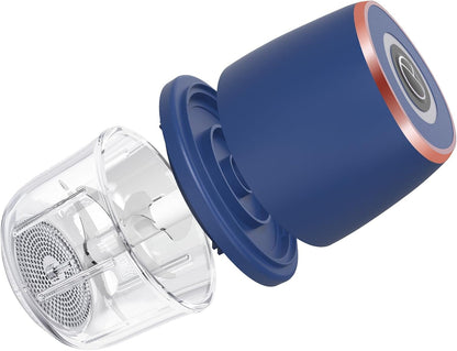 Electric Garlic Chopper 350Ml Mini Food Processor Vegetable Chopper（Blue） | Bpa-Free Glass Bowl 6-Blade Cutting Cordless & USB Rechargeabl Garlic Chopper Mini Chopper for Onion Herb Nut Easy to Clean9