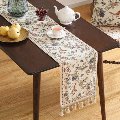 Designer French Linen Extra Long Table Runner,118"X12"-Cornucopia2