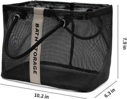 Bath Storage Shower Caddy Organizer for Bathroom, College Dorm, Camp, Gym (Small Black)2
