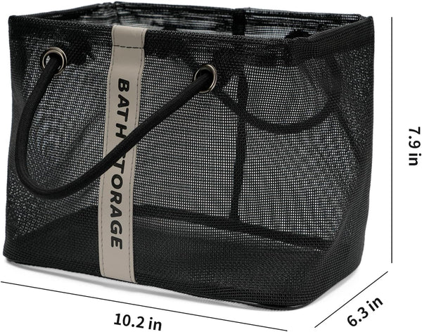 Bath Storage Shower Caddy Organizer for Bathroom, College Dorm, Camp, Gym (Small Black)2