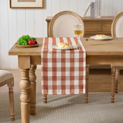 Fall Gingham Table Runner 13X90 Inches Long, Orange6