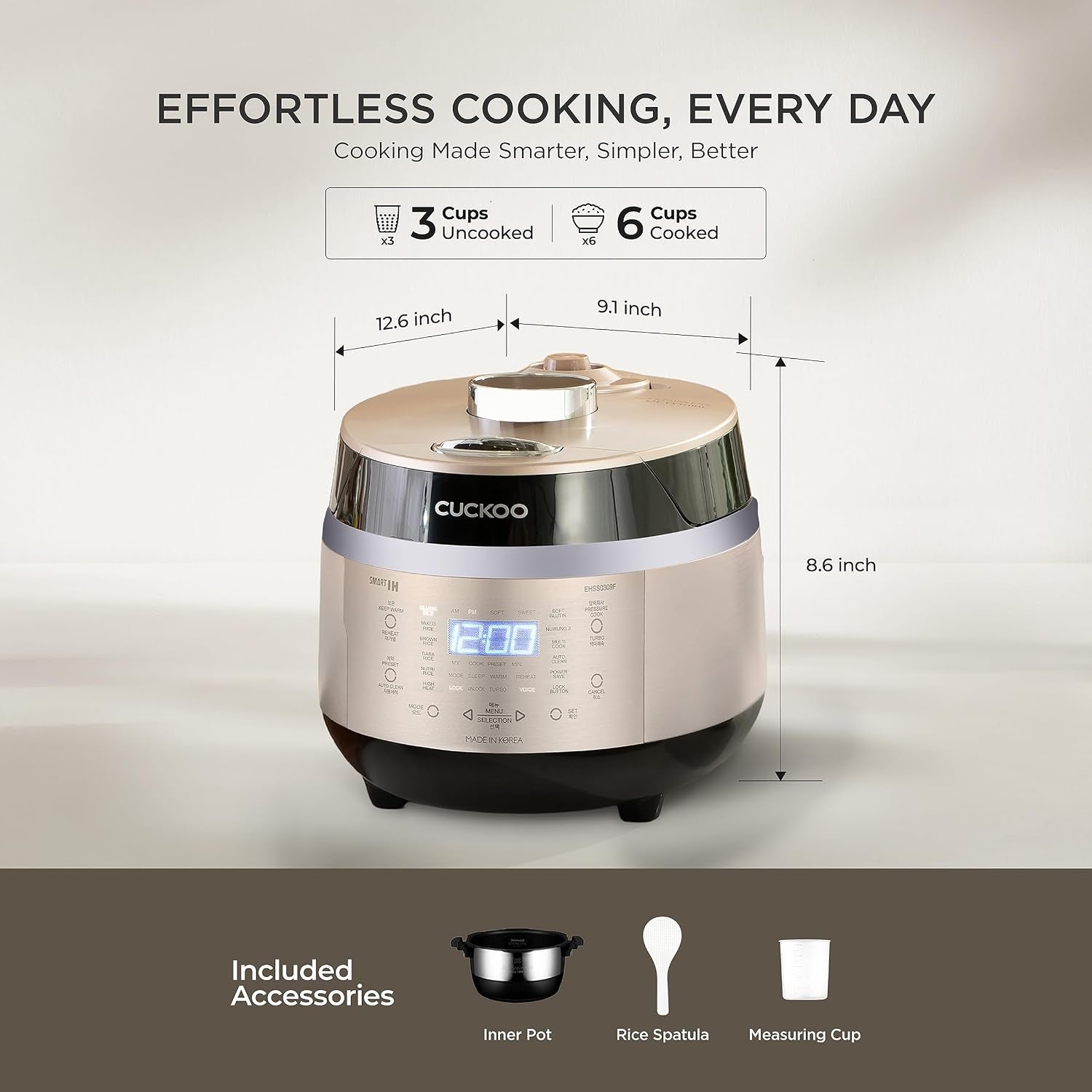 cuckoo-high-pressure-induction-rice-cooker-6-cup-cooked-crp-ehss0309fg-small-3-cup-uncooked-capacity-nonstick-inner-pot-17-cooking-modes-17-22-minute-turbo-white-rice-auto-clean-made-in-korea