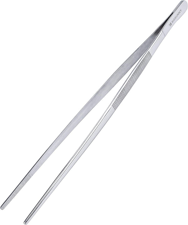 12 Inch Kitchen Tweezers Fine Tweezer Tongs,  Stainless Steel Food Tweezers Multi-Function Precision Serrated Tips Cooking Tongs Kitchen Serving Tong1