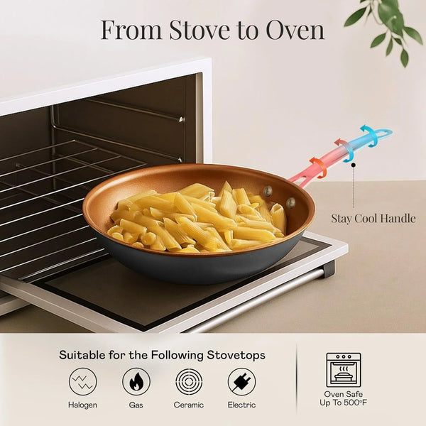 11 Inch Non Stick Frying Pan Nonstick Pan with Ceramic Copper Coating for Long Lasting Nonstick Frying Pan Skillet for Cooking with Stay Cool Handle, Oven/Dishwasher Safe, Non Toxic7