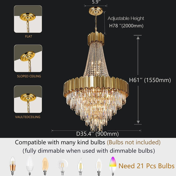 Modern Large Chandelier Light Crystal Chandelier High Ceiling Foyer Entryway Gold Luxury Pendant Hanging Light Fixture UL Listed Ceiling Light for Living Room, Foyer, Dining Room, Staircase3