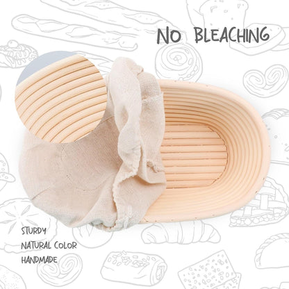 Bread Proofing Baskets Set of 2 10 Inch Oval Shaped Dough Proofing Bowls W/Liners Perfect for Professional & Home Sourdough Bread Baking4
