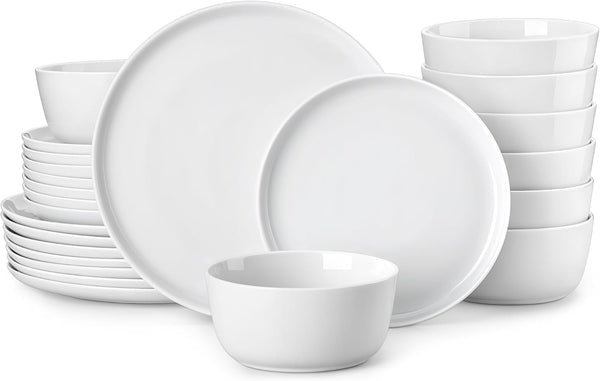 24-Piece Dinnerware Set for 8, White Porcelain Dishes1