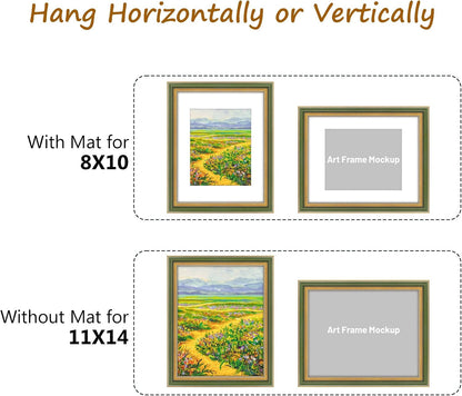 ,11X14 Ornate Picture Frame Holds 8X10 Photo,Green Gold5