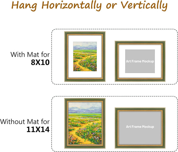 ,11X14 Ornate Picture Frame Holds 8X10 Photo,Green Gold5